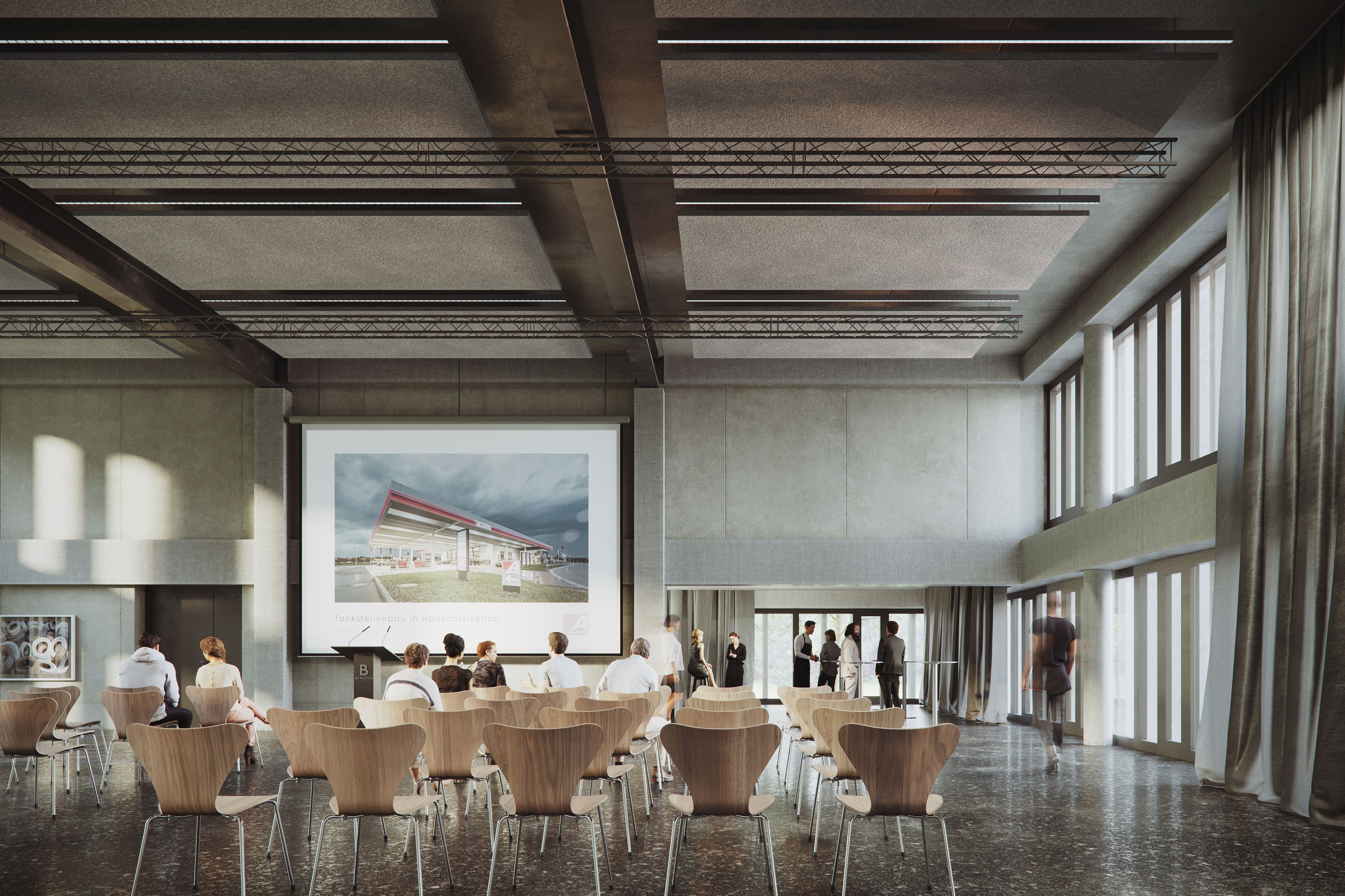 … und hat Platz für Vorträge, Filmvorführungen und Partys. / © Grauwald Studio