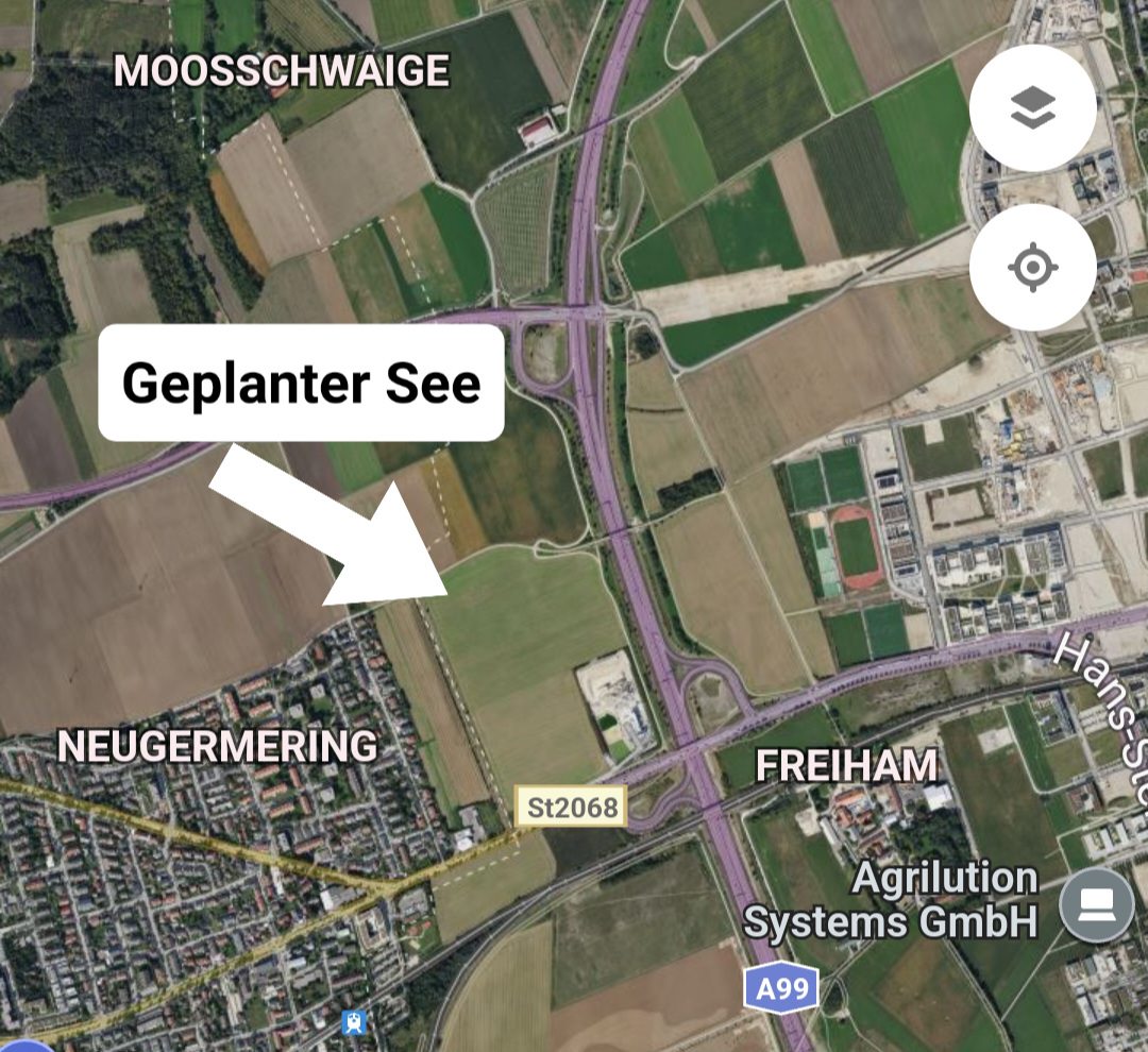Hier soll der See für Freiham entstehen. Die Fläche gehört dem Zweckverband und München.